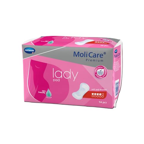 MoliCare Lady Pad - Compresas de incontinencia extralargas para mujeres con incontinencia media, neutralizan los olores, protección avanzada de la piel, 168 unidades