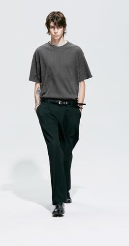 Image of Zilcon Mens Fashion Cotton Jacquard Oversized Tshirt for Men Stylish Crewneck Solid T-Shirt Casual Plain Shirts Men Tshirt
