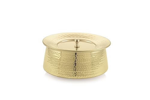 Image of Brass Royal BIRYANI Handi-(1.8 Litre) | Handcrafted Traditional Cooking Pot | Brass Lagan for Dum Biryani, Festive Cooking & Serving | Color - Gold