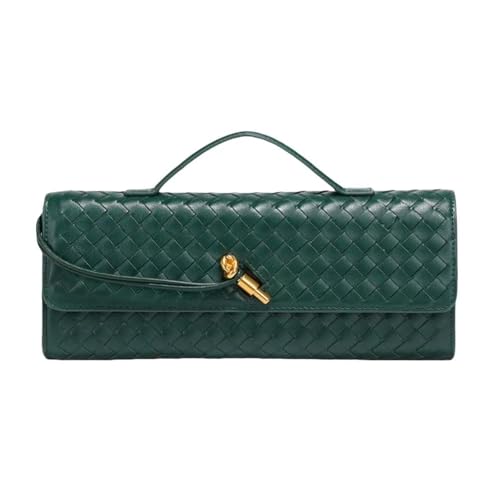 Image of Handmade Woven Evening Bag for Women Casual Clutch Purse Leather Shoulder Handbag Fashion Crossbody Bag
