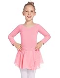 Balancora Ballett Tütü Mädchen Bequeme Ballettkleidung Mädchen mit Pailletten Rock Ballettkleid Lang Dunkelrosa,130