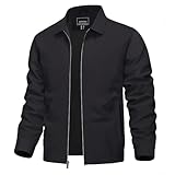 [KEFITEVD] ジャケット メンズ 秋服 ブルゾン 薄手 ワークジャケット ドライ 作業着 撥水 スイングトップ 春 アウター 無地 ビジネスカジュアル ジャンパー 大きいサイズ 黒 ブラック XL