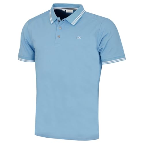 Calvin Klein Hommes Campus 3 Bouton léger côtelée col Polo - Pointe du Ciel - M