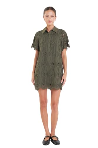 English Factory Women's Scallop Embroidered Cotton Mini