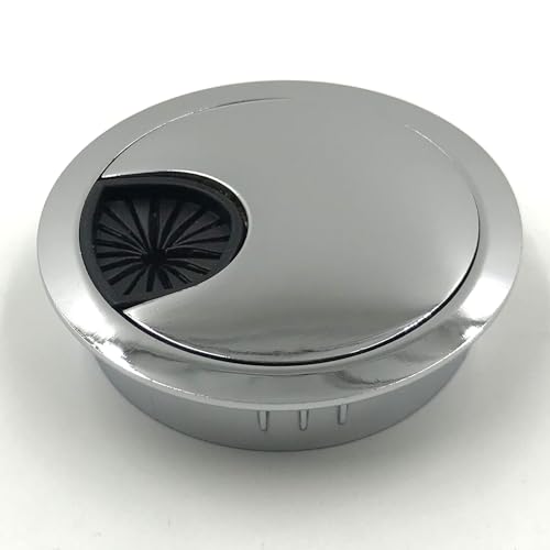 Jetland Desk Grommet for Wire Organizer - Bright Silver, 2-3/8" Hole, GBT60, 2-Pack