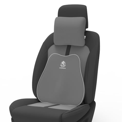 Image of MRRON Series Memory Foam Neck Rest & Extra Lumbar, Relief Pillow, 100% Soft Memory Foam Pillow, Adjustable Strap, Cervical Support for Car Seat. (Grey, Slim Backrest)