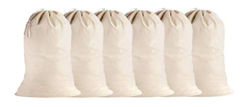 Sweet Needle 6 a 100% algodón Extra grande Resistente Color natural Bolsas de lavandería de 28 x 91 Cordón muy duradero. Lavable a máquina, reutilizable.