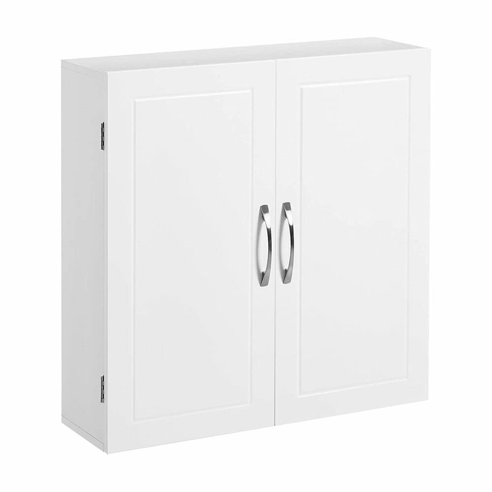 VASAGLE Bathroom Wall Cabinet, Wall-Mounted Bathroom Storage Cabinet, 18 x 60 x 60 cm, Medicine Cabinet with Adjustable Shelves, Cloud White BBC320W01