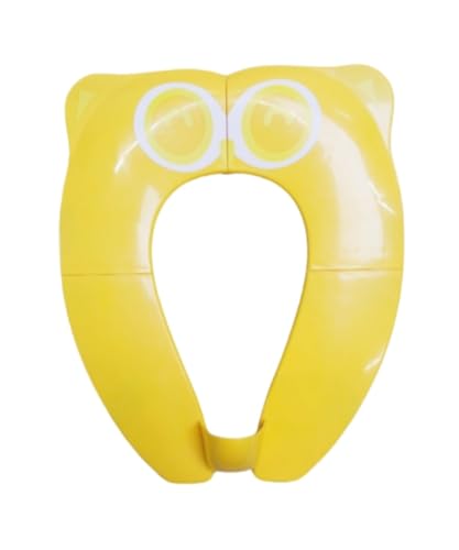 Fiegcit 補助便座 幼児用便座 子供用 トイレットトレーナ 折りたたみ 携帯便利 (収納ポーチ付) 対象年齢 1 歳から 8 歳まで (イエロー,フクロウ)