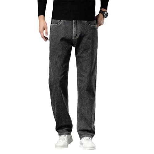 Mens Jeans Straight Loose Business Casual Stretch Denim Pants Comfortable Plus Size Fashion