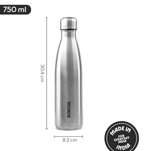 Image of Borosil - Stainless Steel Hydra Bolt - Vacuum Insulated Flask Water Bottle, 750ML