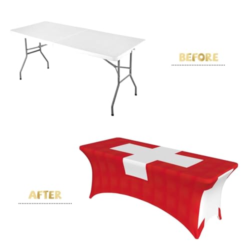 Nappe de table extensible drapeau suisse élasthanne pour couvrir table 1,8 m - 5