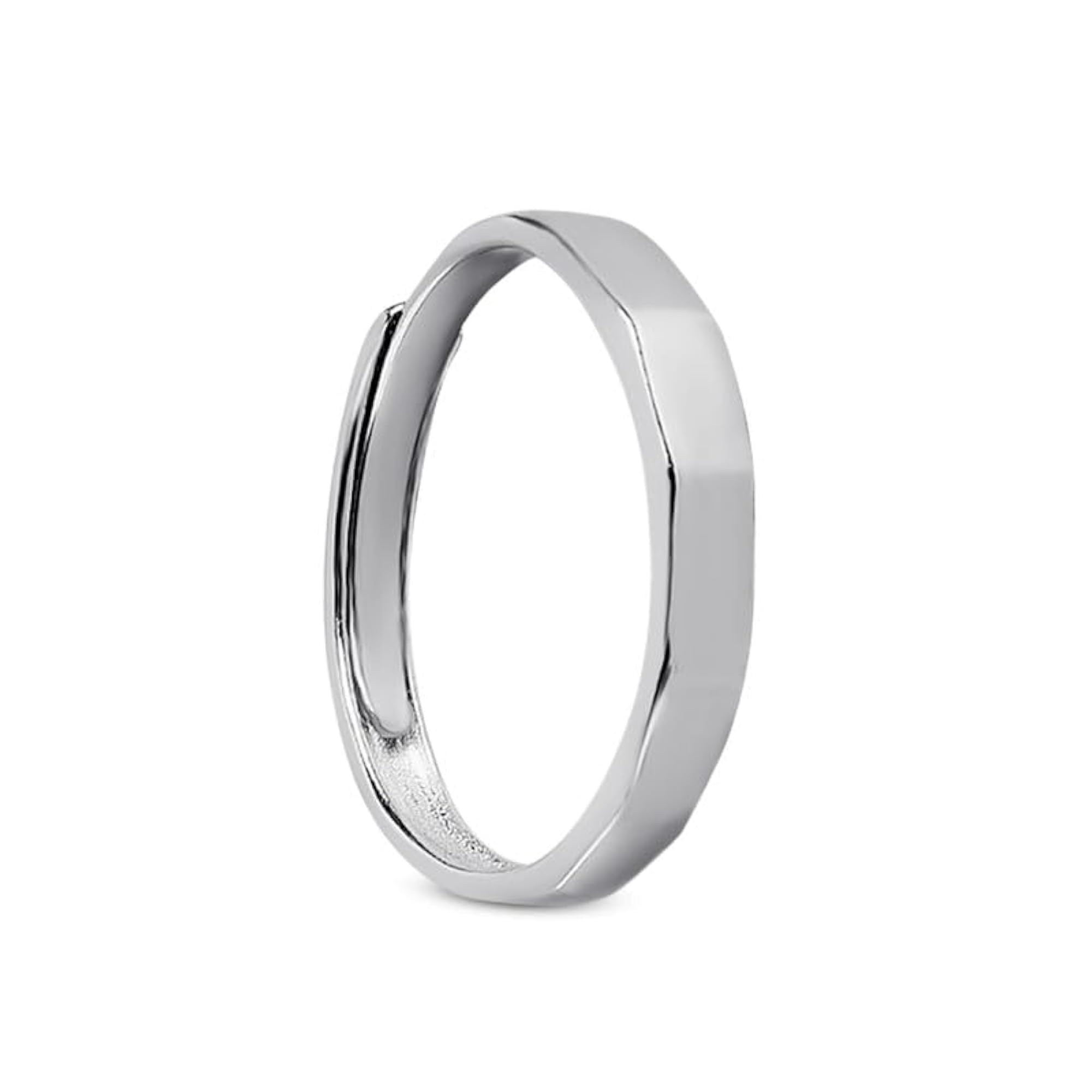 925 Sterling Silver Rhodium Plated Couple Ring, Adjustable