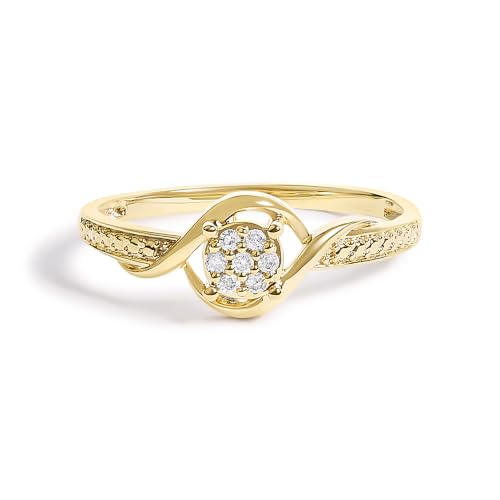 Haus of Brilliance 10K Yellow Gold Diamond Cluster Twisted Promise Ring