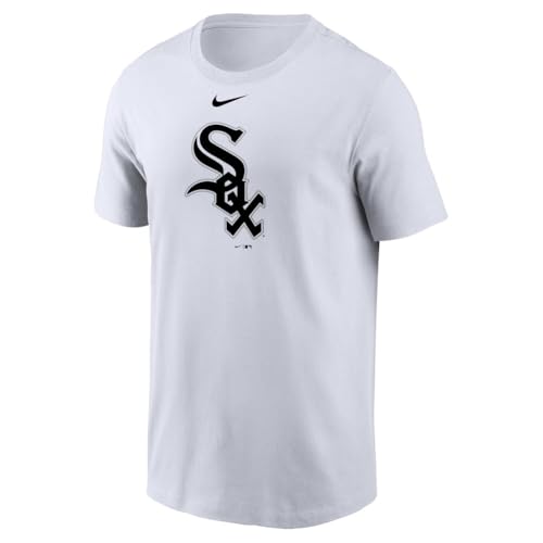 Nike Mens MLB Large Logo Cotton Relaxed T-Shirt (US Alpha X-Large Regular Regular White Chicago White Sox)
