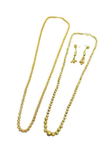 gold plated bahubali chain + gold mala 
