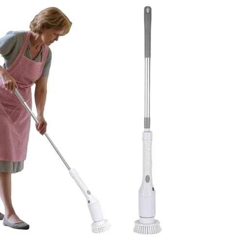 Electric Scrubber for Cleaning | Electric Rotating Brush Cleaner for Bathroom - Rechargeable Long Handle Scrubbing Tools Tile Detailing Supplies for Bathtub Toilet Kitchen