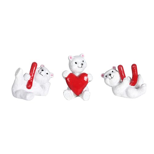 Lodoot Juego de 3 figuras de resinas de dibujos animados para expresar amor, corazón dulce, animales, miniaturas, adornos de San Valentín