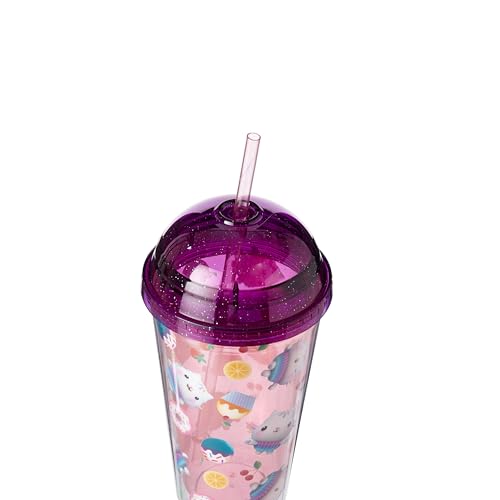 Gabby’s Dollhouse 3D Soda Cup 450ml with Dome Lid & Straw, Dual‑Layer Kids Tumbler Featuring Gabby, Pandy Paws & Cakey Cat - Image 2