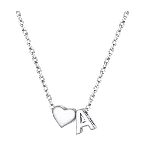 PROSILVER 925 Sterling Silver A Letter Necklace Womens Initial Heart Pendant Chain Necklaces for Women Cover
