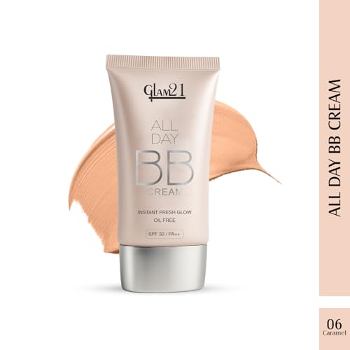 Image of Glam21 BB Cream | Long-Lasting Oil-Free Formula with SPF 30 | Lightweight & Non-Greasy Creamy Texture | Skin-Brightening Daily Makeup for All Skin Types | 40gm, Caramel-06