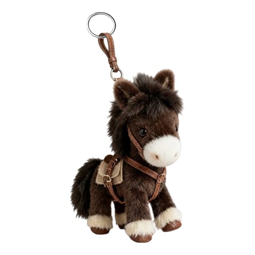 Llavero de caballo de peluche – miniatura suave y lindo, amuleto de colección, bolsos, compañero ligero portátil, amantes de caballos, para bolso, espalda, adultos, adolescente