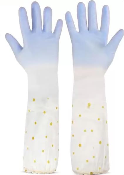 MAAUVTOR Dishwashing Kitchen Gloves Reusable Rubber Cleaning Non-Slip Cotton Lining Laundry Kitchen Bathroom Toilet Gardening Household Gloves (Blue) (B0CPBZ7QNB) Amazon Price History, Amazon Price Tracker