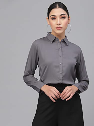 Image of Style Quotient Women Solid White Polymoss Regular Formal Shirt