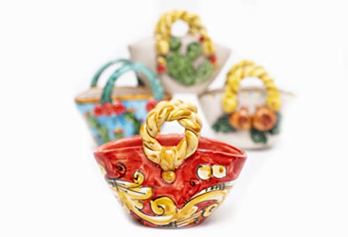 Bibelot panier coffa sicilienne céramique Caltagirone citrons