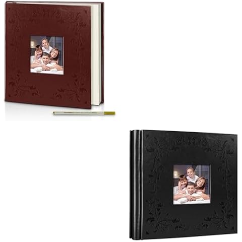 Posater Photo Album 4x6 600 Pockets Photo(Black)&Posater Self Adhesive Scrapbook Album(Brown) Cover
