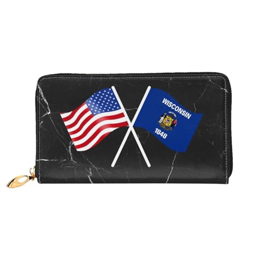 American And Wisconsin Flag Wallet Card Bag2