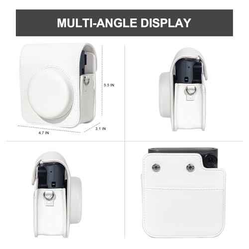 Funda para cámara Fujifilm Instax Mini 41 en piel PU blanca miniatura 4