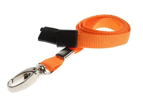 Identity-Plus: Metal Lobster Clip Lanyard Neck Strap with Safety Breakaway (Orange, 100 pcs) โ image 1