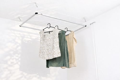 DRY-SMART Flex UP Séchoir à linge de plafond - Etendoir à linge de plafond extensible - Étendoir à linge pour le plafond – pour baignoire, balcon,...