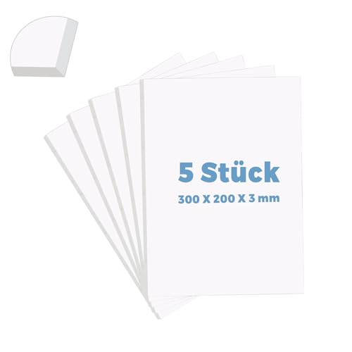 Storystore Schaumstoffplatte 5 Stück Weiße 200 x 300 x 3mm PVC Hartschaumplatte Schaumstoffboards für Kunstausstellungen Basteln Modellieren Montieren Schulprojekte