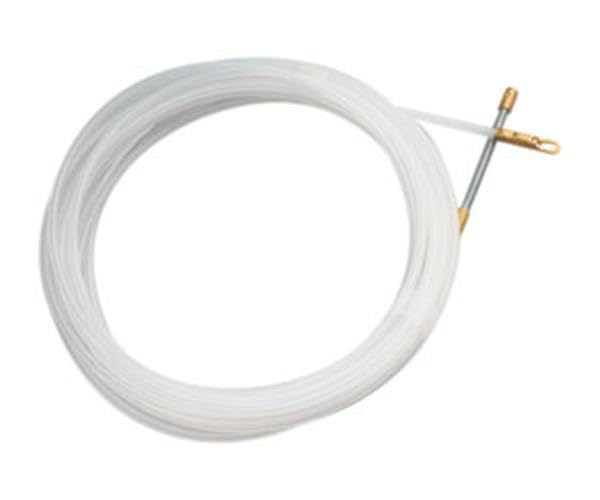 Sonda pasahilos de nylon, 3 mm de diámetro y 10 m de longitud, perfecta para instalaciones eléctricas y canalización de cables. Ideal para trabajos precisos y eficientes.
