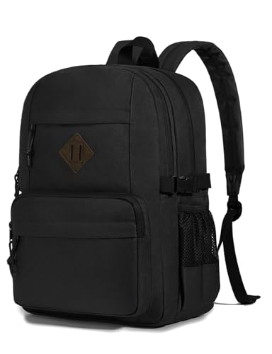 Image of Kasqo School Backpack, 20L Dual Compartment Bookbag for Boys Teens, Black | 20L, Machine Washable, Water-Resistant, Fit 15.6 Inch Laptop, Dual Main Compartment, 8 Pockets, Side Compression Buckles