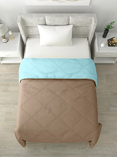 Image of Clasiko Reversible Single Bed Comforter; 60x90 Inches; 200GSM; Material - Cotton; Reversible; Color - Aqua Blue & Taupe; Pack of 1;