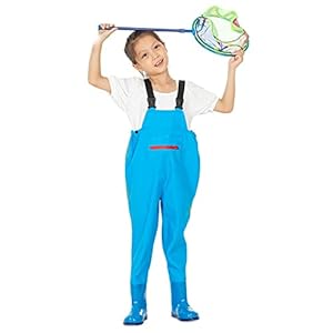 Waders Zomer Kinder Steltlopers, Speelkleding Voor Kinderen Aan Zee/strand, Gebreide Stof + PVC-materiaal, Zak Ontwerp (Color : Blue, Size : 35/1 piece)