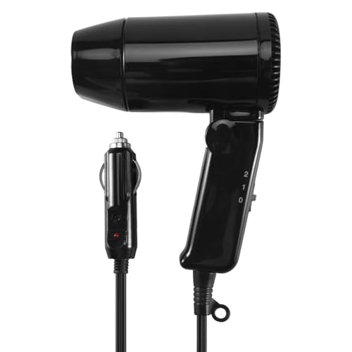 Lonrtesw Secador de Pelo Secador de de Coche Dc12V 216W Soplador Plegable Portátil Viento Caliente para Viajes Almacenamiento Fácil Manija De-Frosting Ventana Del Vehículo