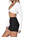INFITTY Women Long Sleeve Cropped Workout Tops Athletic Compression Tee Slim Fit Yoga Gym Basic Shirts Trendy White S
