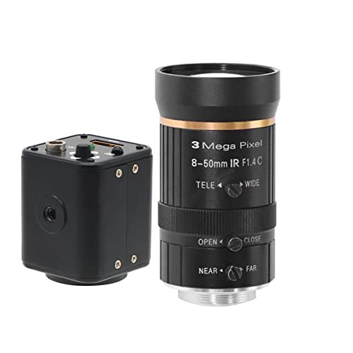 ラボ用顕微鏡アクセサリー 1080P 2MP ウェブカメラ デジタル カメラ 8-50mm 手動 IRIS ズーム フォーカス CCTV レンズ 56 個の LED ライト カンチレバー ユニバーサル ブラケット スタンド(Camera and 8-50m