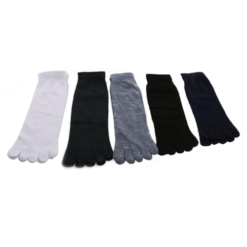 5 Pairs Toe Socks for Men Foot Alignment Massager Socks Cotton Spandex Medium Dark Light Grey2