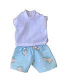 White Sleeveless T-shirt And Blue Giraffe Crop Pants. Fits Cabbage Patch 14' Cabbage Patch Preemie Sized Boy Dolls. No Doll!