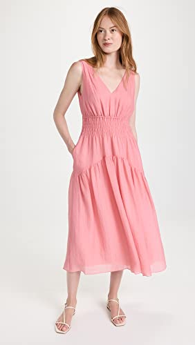 Image of Vince Women's Sleevels V-Neck Smocked Dress