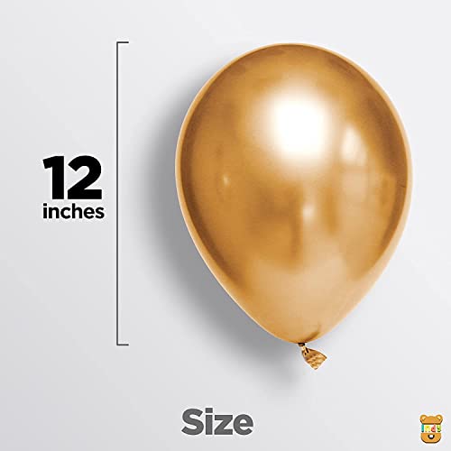 Image of Just Party 25Pcs Green & 25Pcs Golden Metallic Chrome Balloons with Shiny Surface For Birthdays /Anniversary /Engagement /Baby Shower /bachelorette Party Decorations (Pack of 50)