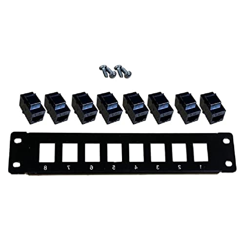 unknowns 8-Port Direct CAT6 Patch Panel RJ45 Network Cable Adapter Keystone Jack Ethernet Distribution Frame UTP 19in Cat6 Keystone Jack Wall Plate White Black
