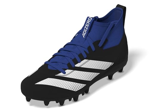 adidas Adizero Impact.2 American Football Sneaker, Black/White/Team Royal Blue, 4 US Unisex Big Kid