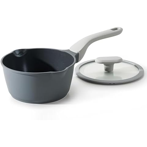 PRICUSIS Nonstick Saucepan with Lid, 2 Quart Ceramic Sauce Pan, Non Toxic Sauce Pot with Pour Spouts for Multipurpose Use, PTFE, PFOA & PFAS Free, Induction Compatible. Cover