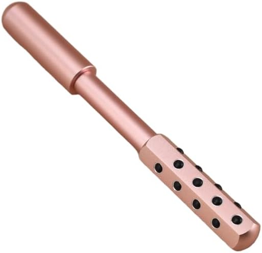 24-Stone Facial Roller - Cooling Face & Neck Massager Tool for Skin Rejuvenation | 360 Contouring with Germanium Stones & Aircraft Aluminum | Portable 7.6" Beauty Roller - Gold